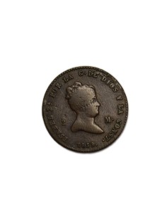 ISABEL II 1858, 2 Maravedís,Barcelona