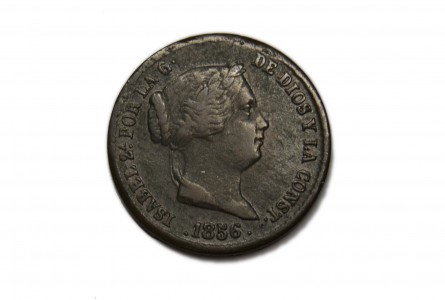 ISABEL II 1856,10 Céntimos de Real,Segovia
