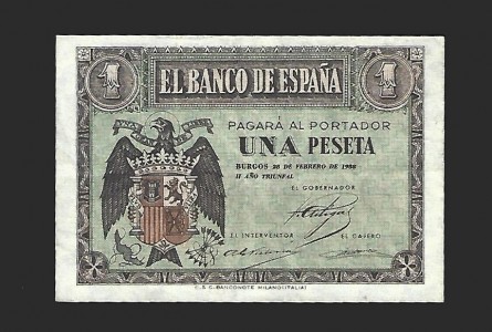 ESTADO ESPAÑOL 1 PESETA 28-02-38 SERIE F