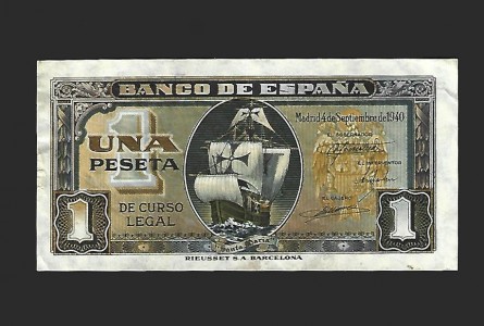 BILLETE ESTADO ESPAÑOL 1 PESETA 04-09-40 SERIE I