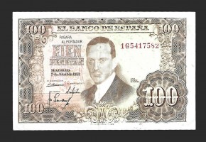 ESTADO ESPAÑOL 100 PESETAS 1953 SERIE A