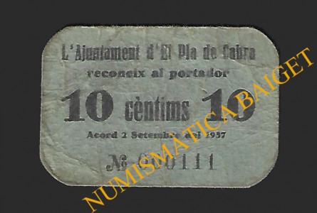 PLA DE CABRA (Tarragona), 10 cèntims 2 de setembre del 1937