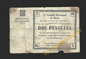 BATEA (Tarragona),  2 pessetes  (1ª emisión)