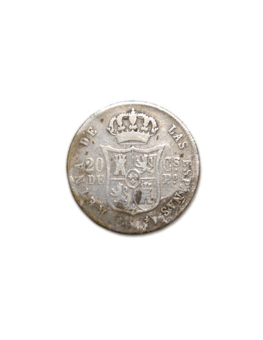 ISABEL II. 20 centavos 1864, Manila