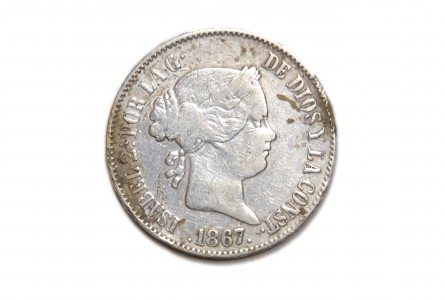 ISABEL II 1867, 1 Escudo, Madrid