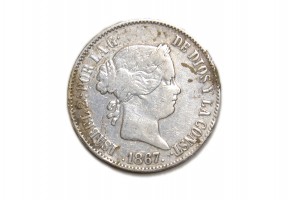 ISABEL II 1867, 1 Escudo, Madrid