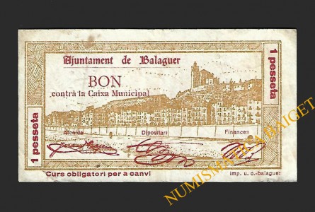 BALAGUER (Lleida), 1 pesseta 5-08-1937