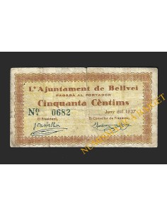 BELLVEI DEL PENEDÉS (Tarragona), 50 cèntims, juny 1937
