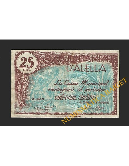ALELLA (Barcelona), 25 cèntims (1937)