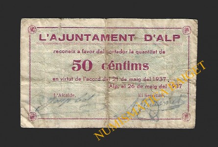 ALP (Girona), 50 cèntims , 26-05-1937