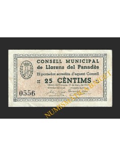 LLORENS DEL PANADES (Tarragona), 25 cèntims, 19 de març del 1937