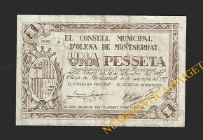 OLESA DE MONTSERRAT (Barcelona), 1 pesseta, 14 de setembre del 1937