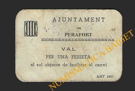 PERAFORT (Tarragona, 1 pesseta, 1937