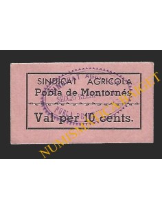POBLA DE MONTORNES, LA (Tarragona), 10 cèntims Sindicat Agricola