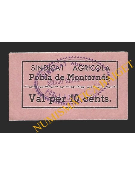 POBLA DE MONTORNES, LA (Tarragona), 10 cèntims Sindicat Agricola