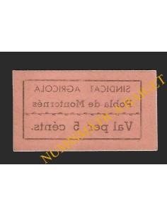 POBLA DE MONTORNES, LA (Tarragona), 5 cèntims Sindicat Agricola 2