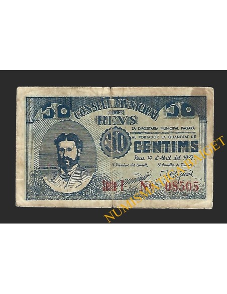 REUS (Tarragona) 50 centims 14 d'abril del 1937 J. Roig