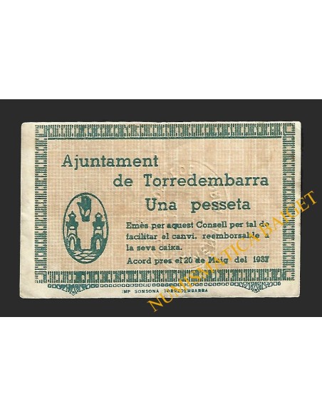 TORREDEMBARRA (Tarragona) 1 pesseta 20 de maig del 1937