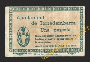 TORREDEMBARRA (Tarragona) 1 pesseta 20 de maig del 1937