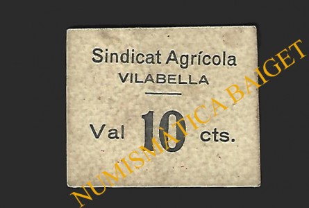 VILABELLA (Tarragona) 10 cèntims. Sindicat Agrícola