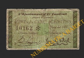 VENDRELL, EL (Tarragona) 25 cèntims. maig del 1937