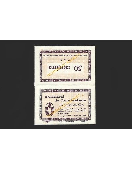 TORREDEMBARRA,  50 cèntims, 20 de maig de 1937. Prueba