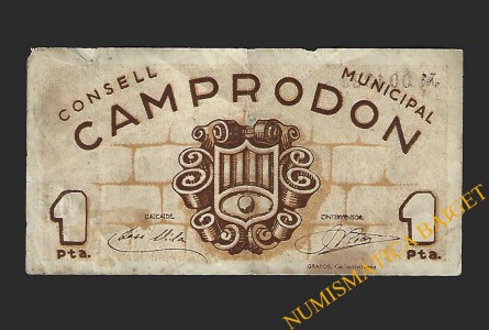 CAMPRODON, (Barcelona),1 pesseta, 1937
