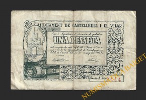 CASTELLBELL I EL VILAR, (Barcelona), 1 pesseta, 22 de maig del 1937