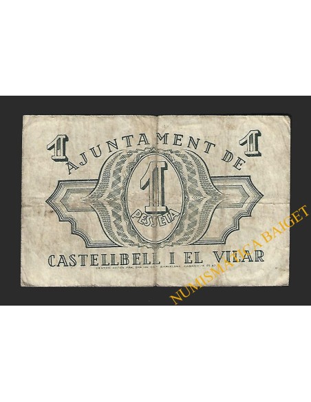 CASTELLBELL I EL VILAR, (Barcelona), 1 pesseta, 22 de maig del 1937