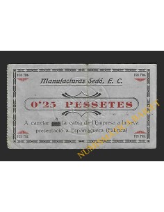 Manufacturas Sedó. Esparraguera, 0'25 pessetes 1938