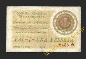 ESPARRAGUERA (Barcelona), 1 pesseta, març del 1937 