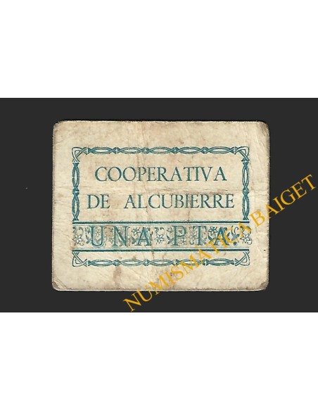 ALCUBIERRE (Huesca) 1 peseta. COOPERATIVA