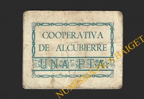 ALCUBIERRE (Huesca) 1 peseta. COOPERATIVA