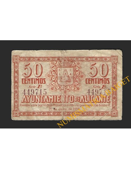 ALICANTE 50 céntimos, 30 de junio de 1938