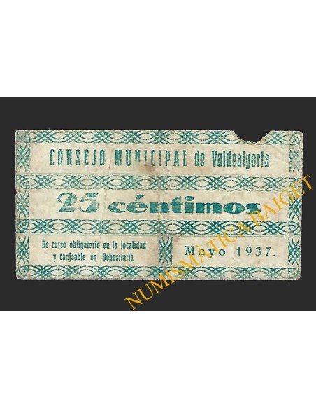 VALDEALGORTA,  25 céntimos,mayo de 1937