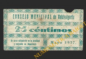 VALDEALGORTA,  25 céntimos,mayo de 1937