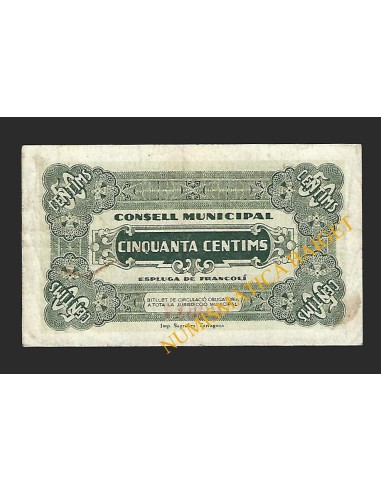 ESPLUGA DE FRANCOLI (Tarragona), 50 centims, 14 de maig del 1937 