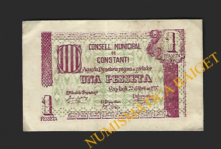CONSTANTI (TARRAGONA), 1 pesseta, 20 d'abril del 1937