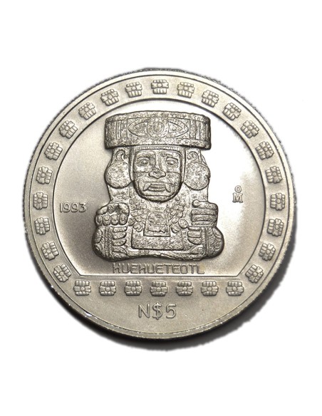 MEXICO, 1993. 5 NUEVOS PESOS. HUEHUETEOTL