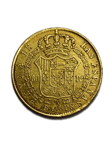 ISABEL II - 80 Reales 1839 - Barcelona