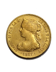 ISABEL II - 100 Reales 1857 - Barcelona
