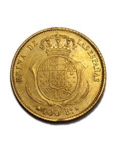 ISABEL II - 100 Reales 1857 - Barcelona 2