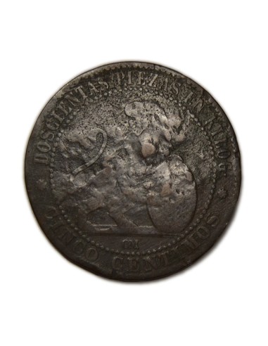 GOBIERNO PROVISIONAL 1870 - 5 Céntimos - Contramarca ¡AMNISTIA! J★S.