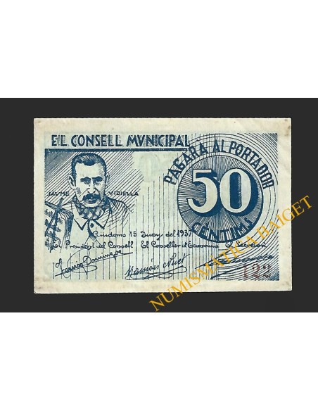 RIUDOMS (Tarragona) - 50 cèntims 1937