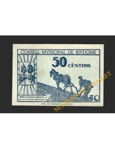 RIUDOMS (Tarragona) - 50 cèntims 1937