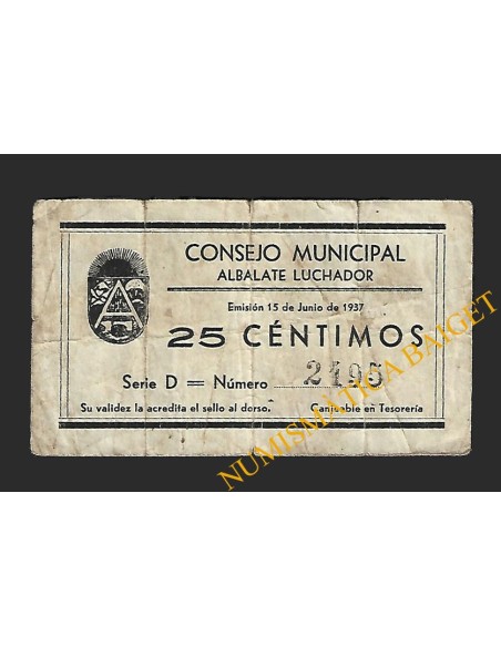 ALBALATE LUCHADOR (Teruel) - 25 céntimos