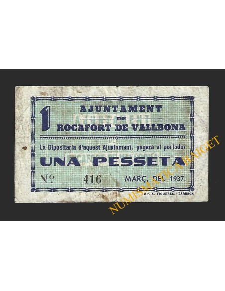 Rocafort de Vallbona (Lleida) - 1 pesseta 1937