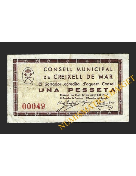 Creixell de Mar (Tarragona)  - 1 pesseta 1937