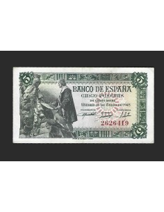 ESTADO ESPAÑOL 5 PESETAS 1945 SIN SERIE