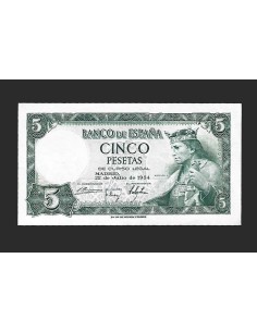 ESTADO ESPAÑOL 5 PESETAS 1954 SERIE P